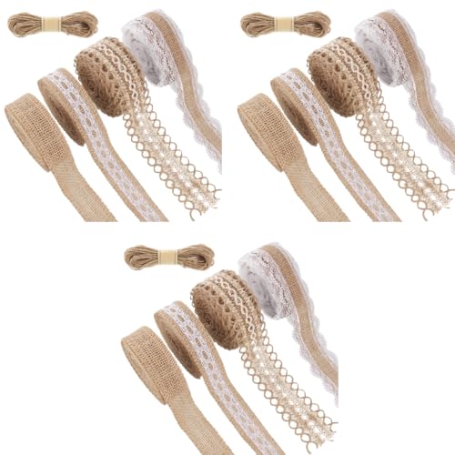 PALAY® 4 Rolls 13.12ft Jute Rope Burlap Ribbon Lace 32.8ft Hemp for Craft Ribbons Gift Wrapping Event Wedding Decorations Packing Materials Natural Fabric 3PCS PALAY® 4 Rolls 13.12ft Jute Rope Burlap Ribbon Lace 32.8ft Hemp for Craft Ribbons Gift Wrapping Event Wedding Decorations Packing Materials Natural Fabric 3PCS